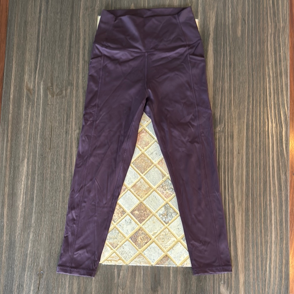 Zyia Active Wine Pocket Brilliant Hi-Rise Capri Leggings, Purple, Plum, Size 2
